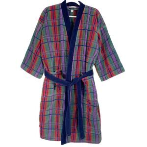 Vintage Body Rags Adult Colorful Plaid Printed Towel Robe